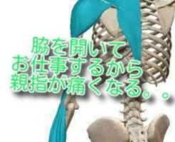 脇を開いてお仕事するから親指が痛くなる。。