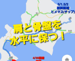 肩と骨盤を水平に保つ！